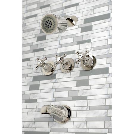 Kingston Brass KBX8136BX Three-Handle Tub and Shower Faucet, Polished Nickel KBX8136BX
